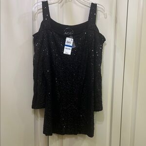 INC International Concepts Black Sequin Tank Top